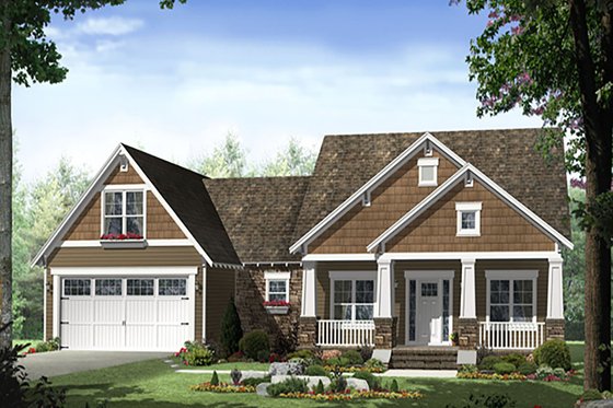 Exterior - Front Elevation for Craftsman House Plan #21-398 - 3 bed, 2 bath