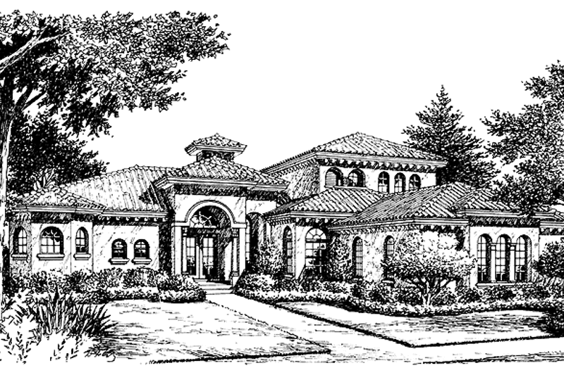 House Blueprint - Exterior - Front Elevation 3 for Mediterranean House Plan #417-527 - 5 bed, 6.5 bath