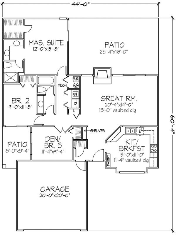 House Plan Design - Prairie Floor Plan - Main Floor Plan #320-1111