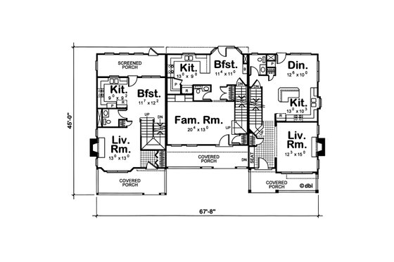 Floor Plan - Main Floor for Traditional House Plan #20-402 - 3 bed, 2.5 bath