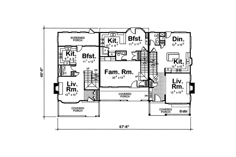 Home Plan - Floor Plan - Main Floor for Traditional House Plan #20-402 - 3 bed, 2.5 bath