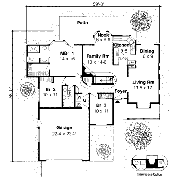 Floor Plan - Main Floor for Traditional House Plan #312-362 - 3 bed, 2 bath