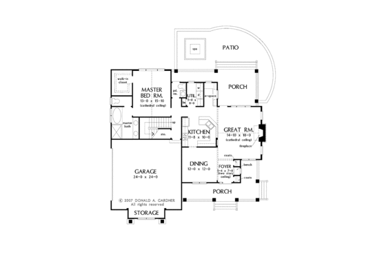Floor Plan - Main Floor for Craftsman House Plan #929-849 - 3 bed, 2.5 bath