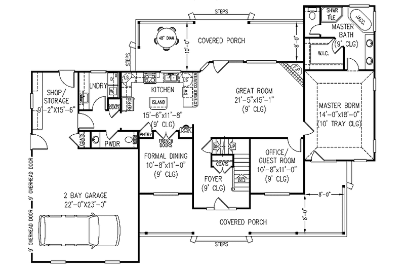 Architectural House Design - Floor Plan - Main Floor for Country House Plan #11-268 - 3 bed, 2.5 bath