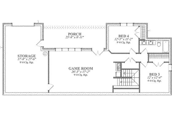 Floor Plan - Lower Floor for European House Plan #63-126 - 5 bed, 3.5 bath