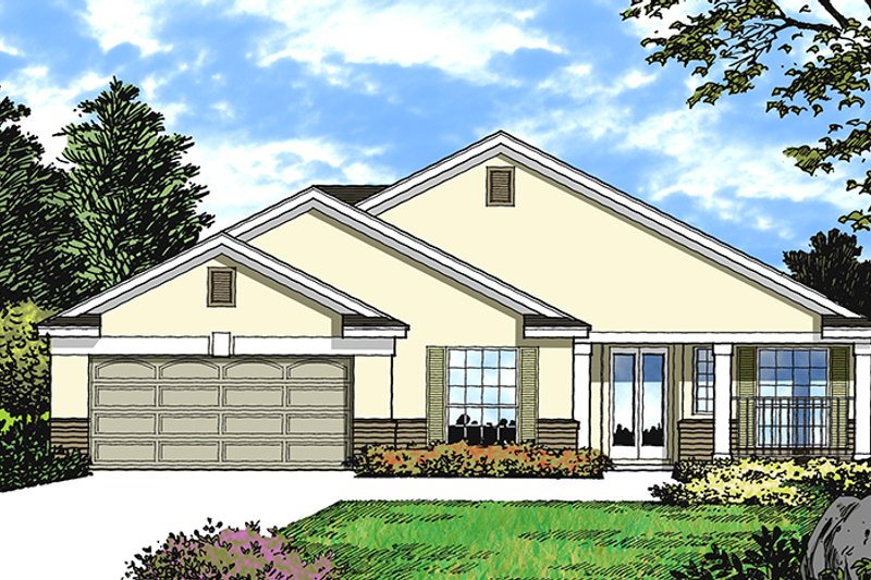 House Blueprint - Exterior - Front Elevation 4 for Mediterranean House Plan #417-851 - 4 bed, 2 bath