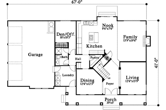 Floor Plan - Main Floor for Bungalow House Plan #78-127 - 3 bed, 3 bath