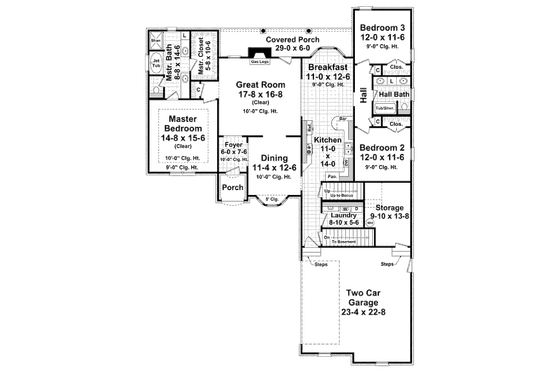 Floor Plan - Main Floor for European House Plan #21-281 - 3 bed, 2 bath