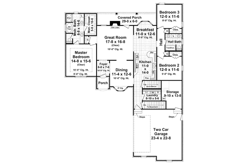 Home Plan - Floor Plan - Main Floor for European House Plan #21-281 - 3 bed, 2 bath