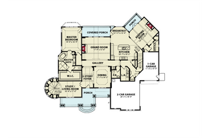 Floor Plan - Main Floor for Beach House Plan #54-597 - 4 bed, 3 bath