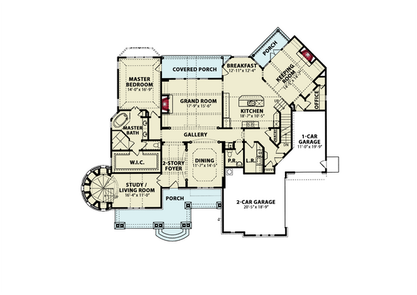 Beach Floor Plan - Main Floor Plan #54-597