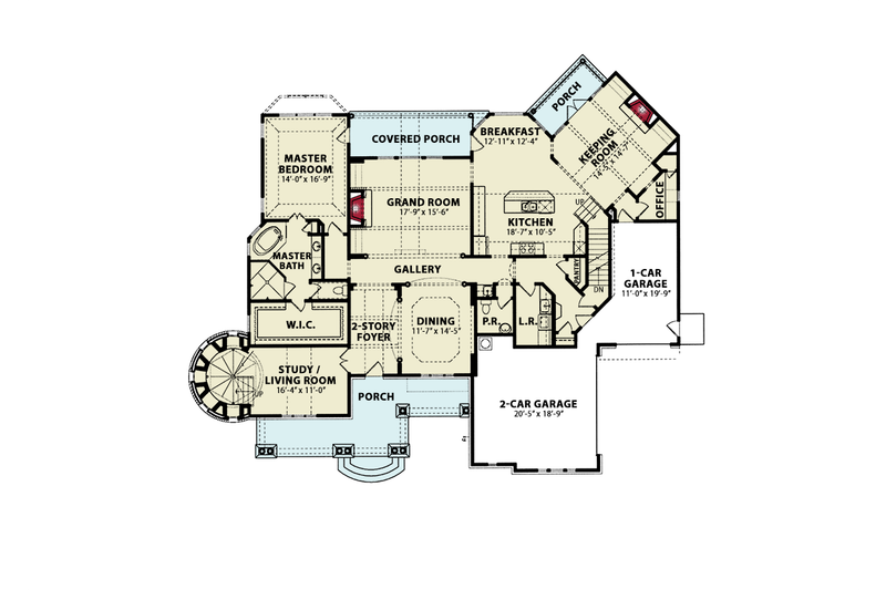 House Blueprint - Floor Plan - Main Floor for Beach House Plan #54-597 - 4 bed, 3 bath