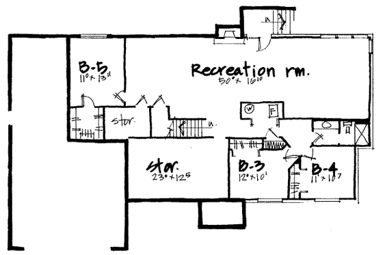 Floor Plan - Lower Floor for Traditional House Plan #308-207 - 6 bed, 3.5 bath