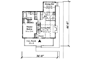 Floor Plan - Main Floor for Cottage House Plan #75-167 - 3 bed, 2 bath