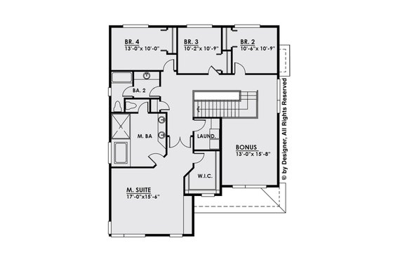 Floor Plan - Upper Floor for Contemporary House Plan #1066-6 - 4 bed, 3 bath