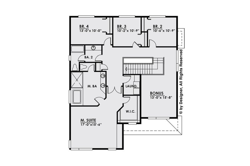 Dream House Plan - Floor Plan - Upper Floor for Contemporary House Plan #1066-6 - 4 bed, 3 bath