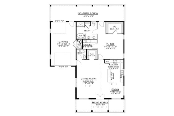 Floor Plan - Main Floor for Country House Plan #1064-330 - 1 bed, 1.5 bath