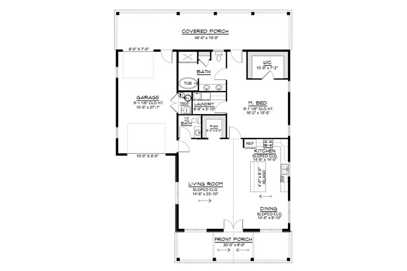 Home Plan - Floor Plan - Main Floor for Country House Plan #1064-330 - 1 bed, 1.5 bath