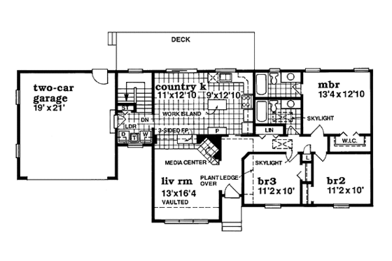 Floor Plan - Main Floor for Traditional House Plan #47-329 - 3 bed, 2 bath