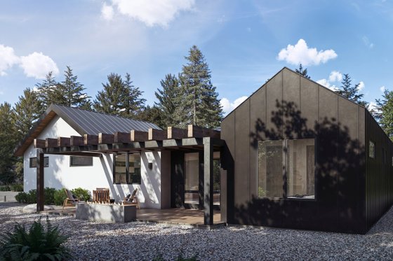 Exterior - Rear Elevation for European House Plan #1066-299 - 2 bed, 2 bath