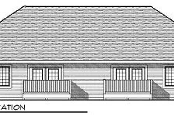 Exterior - Rear Elevation for Traditional House Plan #70-892 - 2 bed, 2 bath