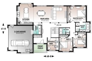 Floor Plan - Main Floor for Traditional House Plan #23-787 - 4 bed, 2 bath