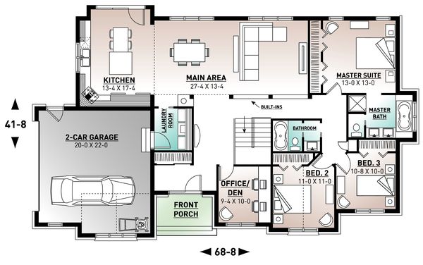 Architectural House Design - Traditional Floor Plan - Main Floor Plan #23-787