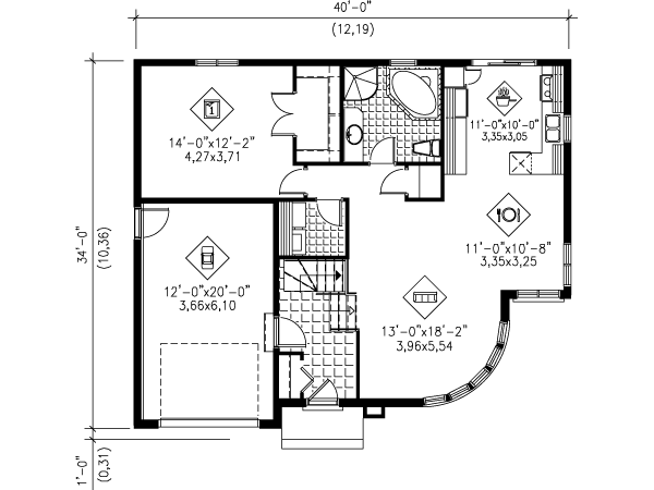 House Blueprint - European Floor Plan - Main Floor Plan #25-4108