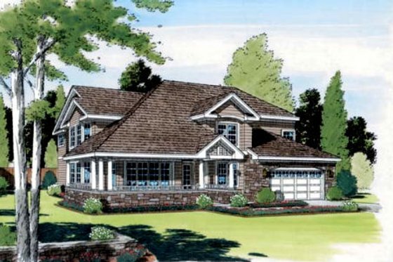 Exterior - Front Elevation for Traditional House Plan #312-815 - 3 bed, 3 bath