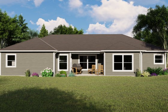 Exterior - Rear Elevation for Craftsman House Plan #1064-60 - 3 bed, 2 bath
