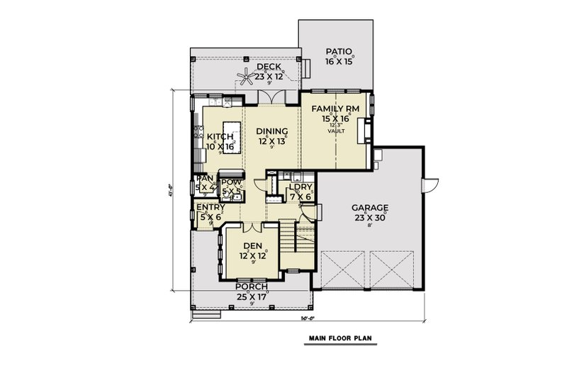 House Plan Design - Floor Plan - Main Floor for Farmhouse House Plan #1070-126 - 3 bed, 2.5 bath