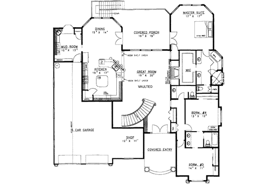 Floor Plan - Main Floor for Traditional House Plan #117-219 - 8 bed, 6 bath