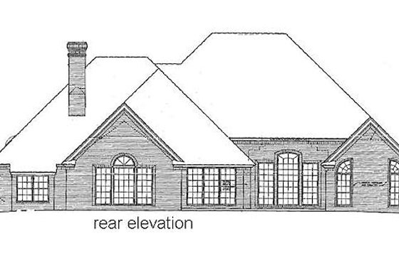 Exterior - Rear Elevation for European House Plan #310-917 - 3 bed, 3.5 bath