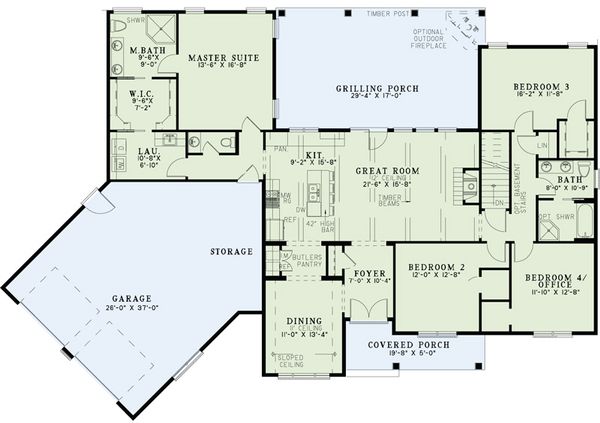 Architectural House Design - Traditional Floor Plan - Main Floor Plan #17-2520
