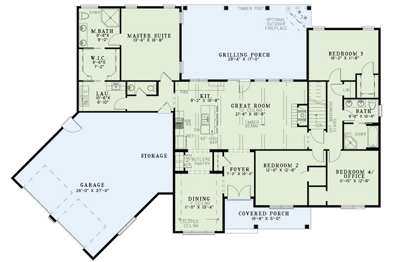 Home Plan - Floor Plan - Main Floor for Traditional House Plan #17-2520 - 3 bed, 2.5 bath