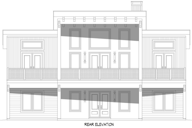 House Blueprint - Exterior - Rear Elevation for Contemporary House Plan #932-784 - 3 bed, 3 bath