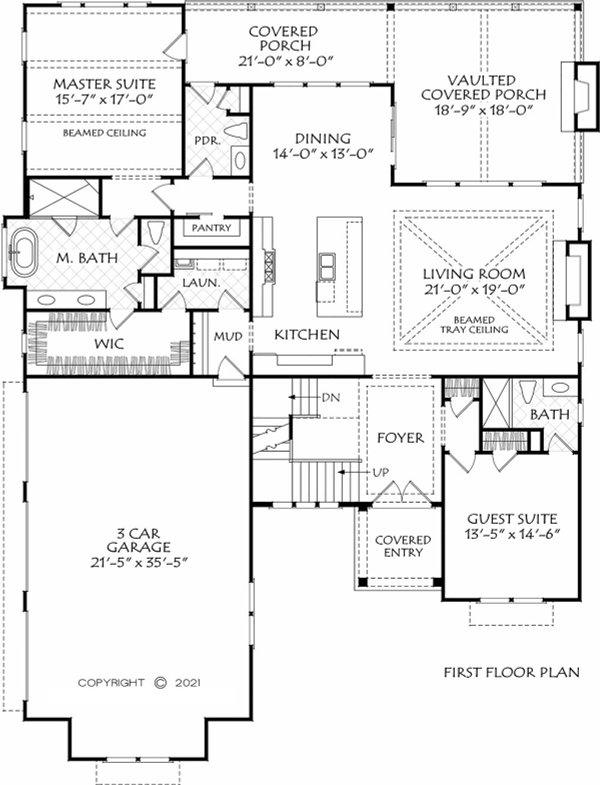 House Blueprint - Traditional Floor Plan - Main Floor Plan #927-1028
