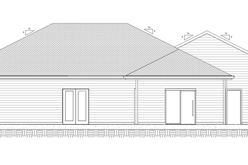 Architectural House Design - Exterior - Rear Elevation for Ranch House Plan #1077-9 - 3 bed, 2 bath