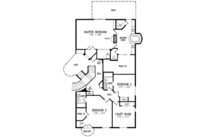 Floor Plan - Upper Floor for European House Plan #1-911 - 4 bed, 4 bath