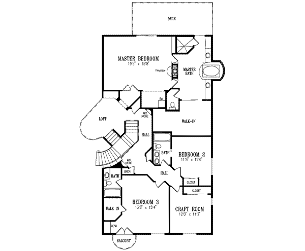 House Blueprint - European Floor Plan - Upper Floor Plan #1-911