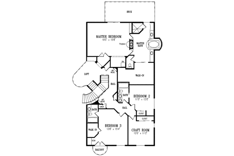Architectural House Design - Floor Plan - Upper Floor for European House Plan #1-911 - 4 bed, 4 bath