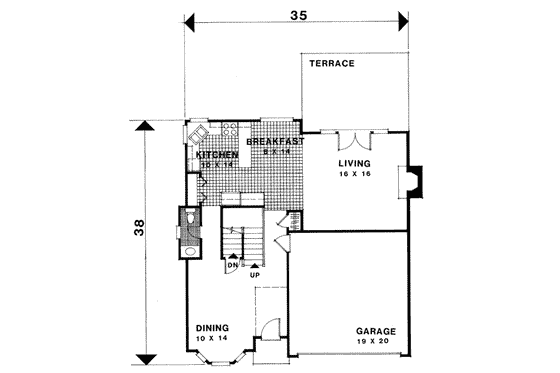 Floor Plan - Main Floor for European House Plan #56-154 - 3 bed, 2.5 bath