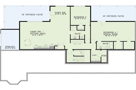 Floor Plan - Lower Floor for Ranch House Plan #17-263 - 4 bed, 4 bath
