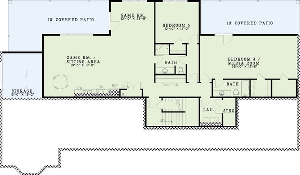 Architectural House Design - Ranch Floor Plan - Lower Floor Plan #17-263