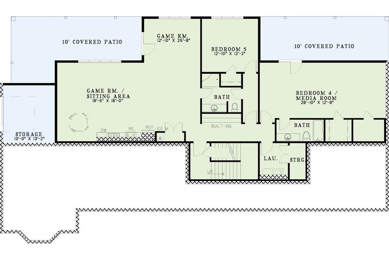 House Design - Floor Plan - Lower Floor for Ranch House Plan #17-263 - 4 bed, 4 bath