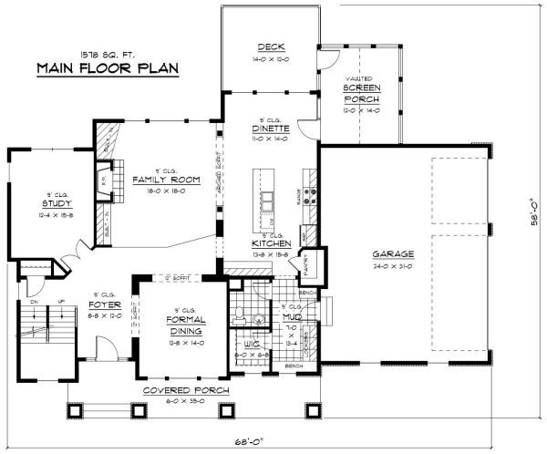 Traditional Floor Plan - Main Floor Plan #51-318