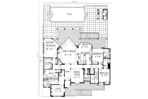 Floor Plan - Main Floor for Mediterranean House Plan #76-101 - 3 bed, 5 bath
