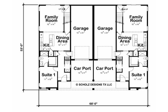Floor Plan - Main Floor for Modern House Plan #20-2534 - 4 bed, 3.5 bath
