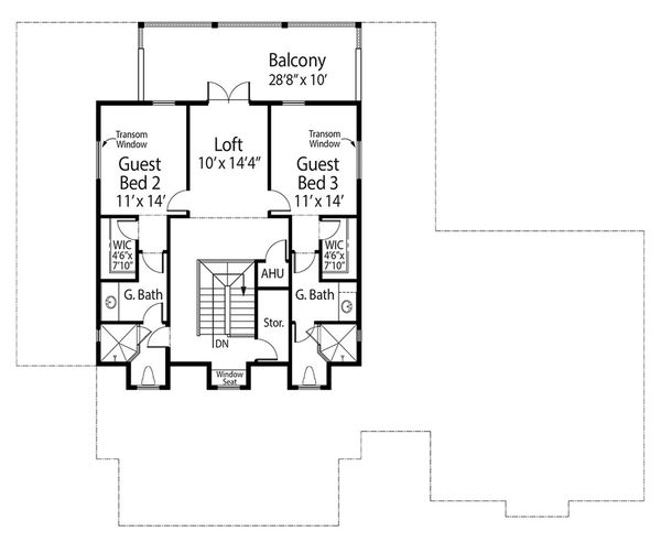 Architectural House Design - Southern Floor Plan - Upper Floor Plan #938-93