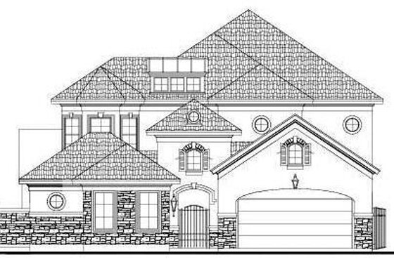 Exterior - Front Elevation for European House Plan #411-884 - 4 bed, 3.5 bath